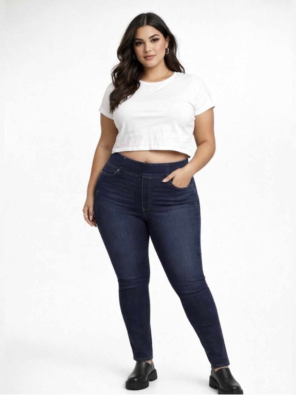 SPANX Signature Waist Skinny Jeans Women’s 32 Kirby Denim Back Zip 29” Inseam